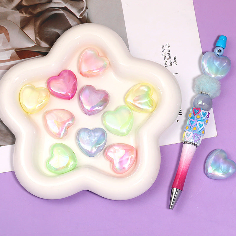 Wholesale 100pcs/pack Heart Through Hole Beaded Acrylic Loose Beads DIY